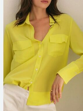 Express Neon Yellow Button-Down Shirt